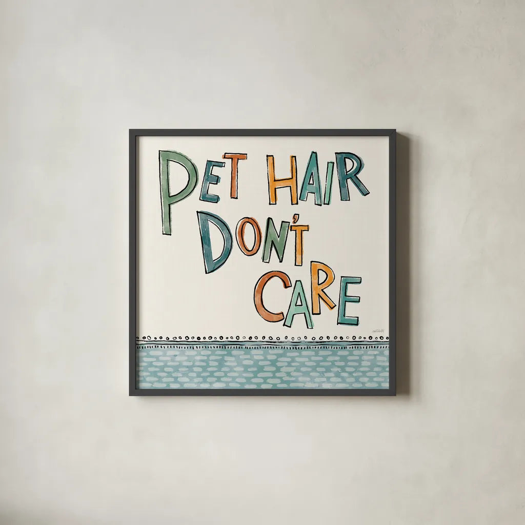 Pet Sentiments III by Anne Tavoletti. Shown in a sleek black glass frame for a contemporary gallery look. Available as an archival giclee rolled canvas, fine art paper, or poster print. SKU 89394a.