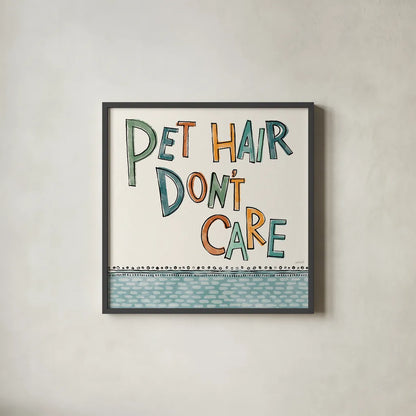 Pet Sentiments III by Anne Tavoletti. Shown in a sleek black glass frame for a contemporary gallery look. Available as an archival giclee rolled canvas, fine art paper, or poster print. SKU 89394a.