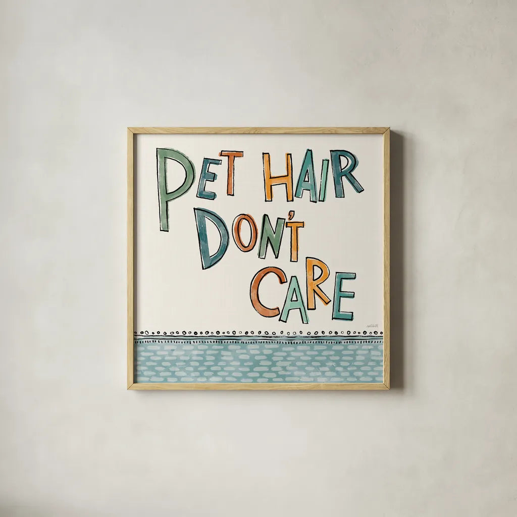 Pet Sentiments III by Anne Tavoletti. Shown in a natural wood glass frame for a timeless modern aesthetic. Available as an archival giclee rolled canvas, fine art paper, or poster print. SKU 89394a.