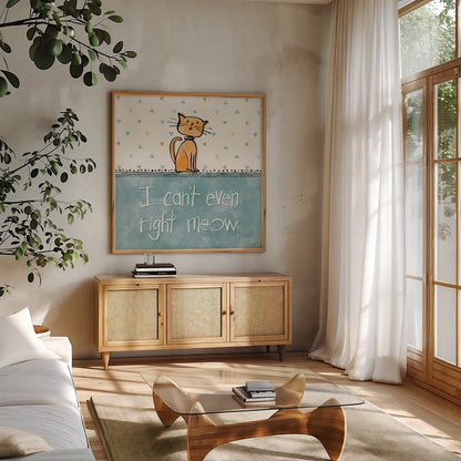 Pet Sentiments IV by Anne Tavoletti. Shown in a natural wood frame in a cozy modern living room. Available as an archival giclee rolled canvas, fine art paper, or poster print. SKU 89395a.