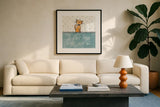 Pet Sentiments IV by Anne Tavoletti. Displayed in a glass frame with matte in a clean modern living room. Available as an archival giclee rolled canvas, fine art paper, or poster print. SKU 89395a.