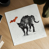 Phantom Cat by Anne Tavoletti. Shown as a detailed flat fine art print, highlighting archival giclee quality. Available as an archival giclee rolled canvas, fine art paper, or poster print. SKU 57914a.