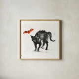 Phantom Cat by Anne Tavoletti. Shown in a natural wood glass frame for a timeless modern aesthetic. Available as an archival giclee rolled canvas, fine art paper, or poster print. SKU 57914a.