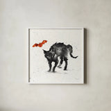Phantom Cat by Anne Tavoletti. Shown in a crisp white glass frame for a clean and minimalist style. Available as an archival giclee rolled canvas, fine art paper, or poster print. SKU 57914a.
