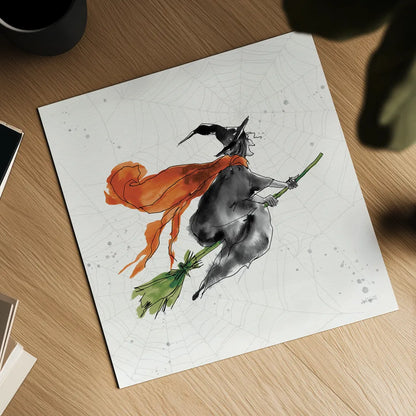 Phantom Witch by Anne Tavoletti. Shown as a detailed flat fine art print, highlighting archival giclee quality. Available as an archival giclee rolled canvas, fine art paper, or poster print. SKU 57913a.