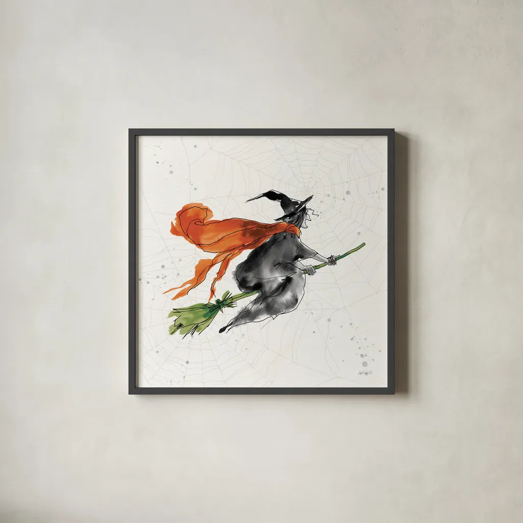 Phantom Witch by Anne Tavoletti. Shown in a sleek black glass frame for a contemporary gallery look. Available as an archival giclee rolled canvas, fine art paper, or poster print. SKU 57913a.