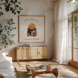 Phantoms of the Night II Color by Anne Tavoletti. Shown in a natural wood frame in a cozy modern living room. Available as an archival giclee rolled canvas, fine art paper, or poster print. SKU 55954a.