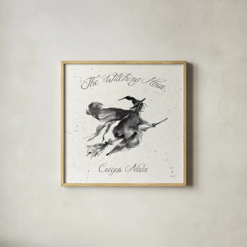 Phantoms of the Night IV by Anne Tavoletti. Shown in a natural wood glass frame for a timeless modern aesthetic. Available as an archival giclee rolled canvas, fine art paper, or poster print. SKU 55947a.