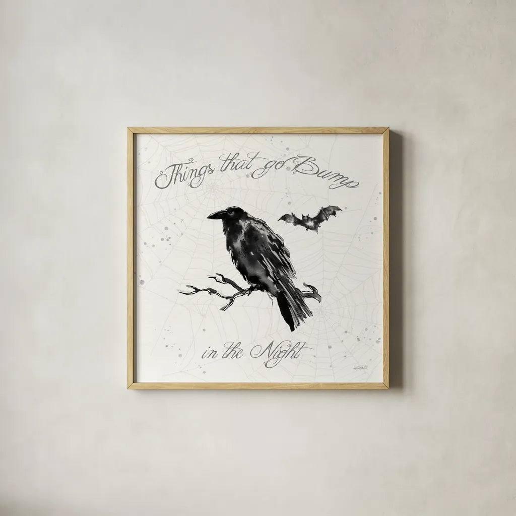 Phantoms of the Night V by Anne Tavoletti. Shown in a natural wood glass frame for a timeless modern aesthetic. Available as an archival giclee rolled canvas, fine art paper, or poster print. SKU 55948a.