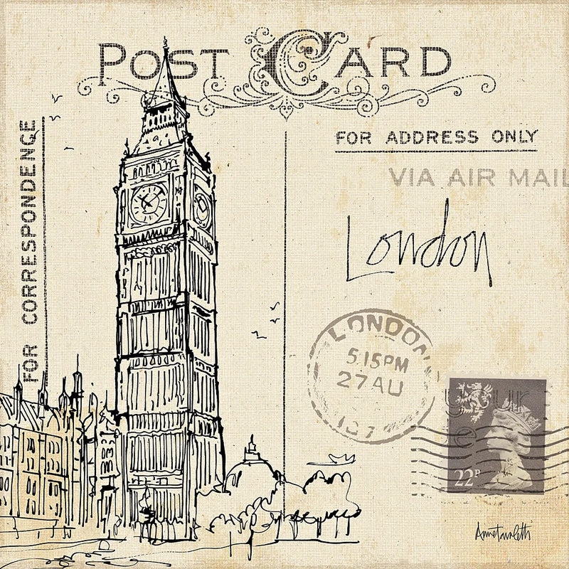 Postcard Sketches II by Anne Tavoletti. SKU 15854a. Archival Giclee Fine art print for wall decor.
