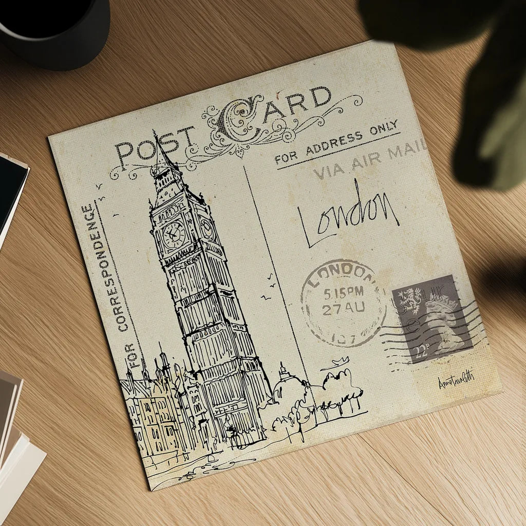 Postcard Sketches II by Anne Tavoletti. Shown as a detailed flat fine art print, highlighting archival giclee quality. Available as an archival giclee rolled canvas, fine art paper, or poster print. SKU 15854a.