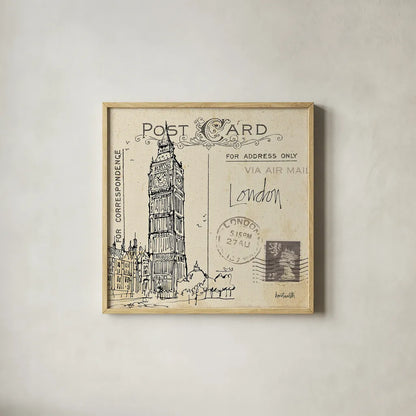 Postcard Sketches II by Anne Tavoletti. Shown in a natural wood glass frame for a timeless modern aesthetic. Available as an archival giclee rolled canvas, fine art paper, or poster print. SKU 15854a.
