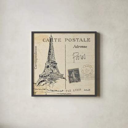 Postcard Sketches III by Anne Tavoletti. Shown in a sleek black glass frame for a contemporary gallery look. Available as an archival giclee rolled canvas, fine art paper, or poster print. SKU 15855a.