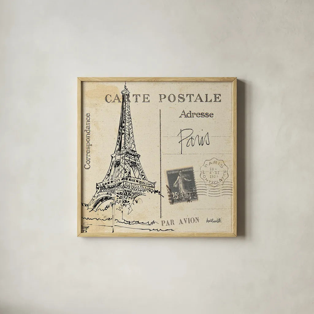 Postcard Sketches III by Anne Tavoletti. Shown in a natural wood glass frame for a timeless modern aesthetic. Available as an archival giclee rolled canvas, fine art paper, or poster print. SKU 15855a.