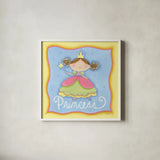 Princess by Anne Tavoletti. Shown in a crisp white glass frame for a clean and minimalist style. Available as an archival giclee rolled canvas, fine art paper, or poster print. SKU 10603a.