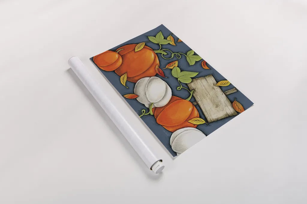 Pumpkin Patch by Anne Tavoletti. shown as a rolled paper print. Available as archival giclee rolled canvas, fine art paper, or poster print. SKU 26710i.