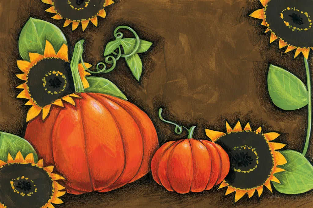 Pumpkins and Sunflowers by Anne Tavoletti. SKU 26711i. Archival Giclee Fine art print for wall decor.