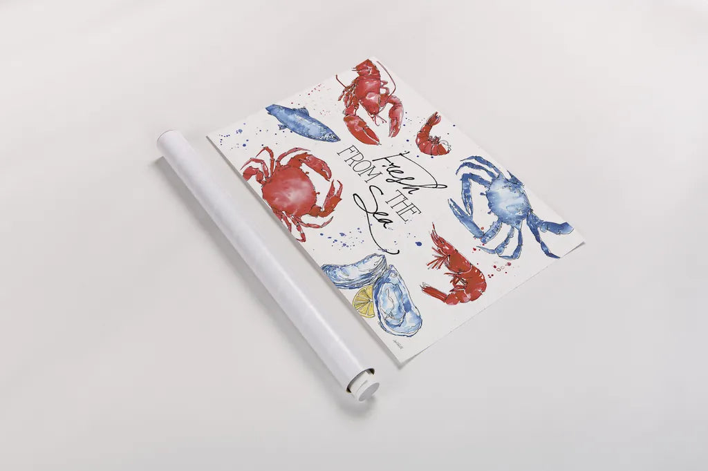 Seafood Shanty I by Anne Tavoletti. shown as a rolled paper print. Available as archival giclee rolled canvas, fine art paper, or poster print. SKU 40389i.