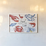 Seafood Shanty I by Anne Tavoletti. shown as a paper print in a white frame. Available as a archival giclee rolled canvas, fine art paper, or poster print. SKU 40389i.
