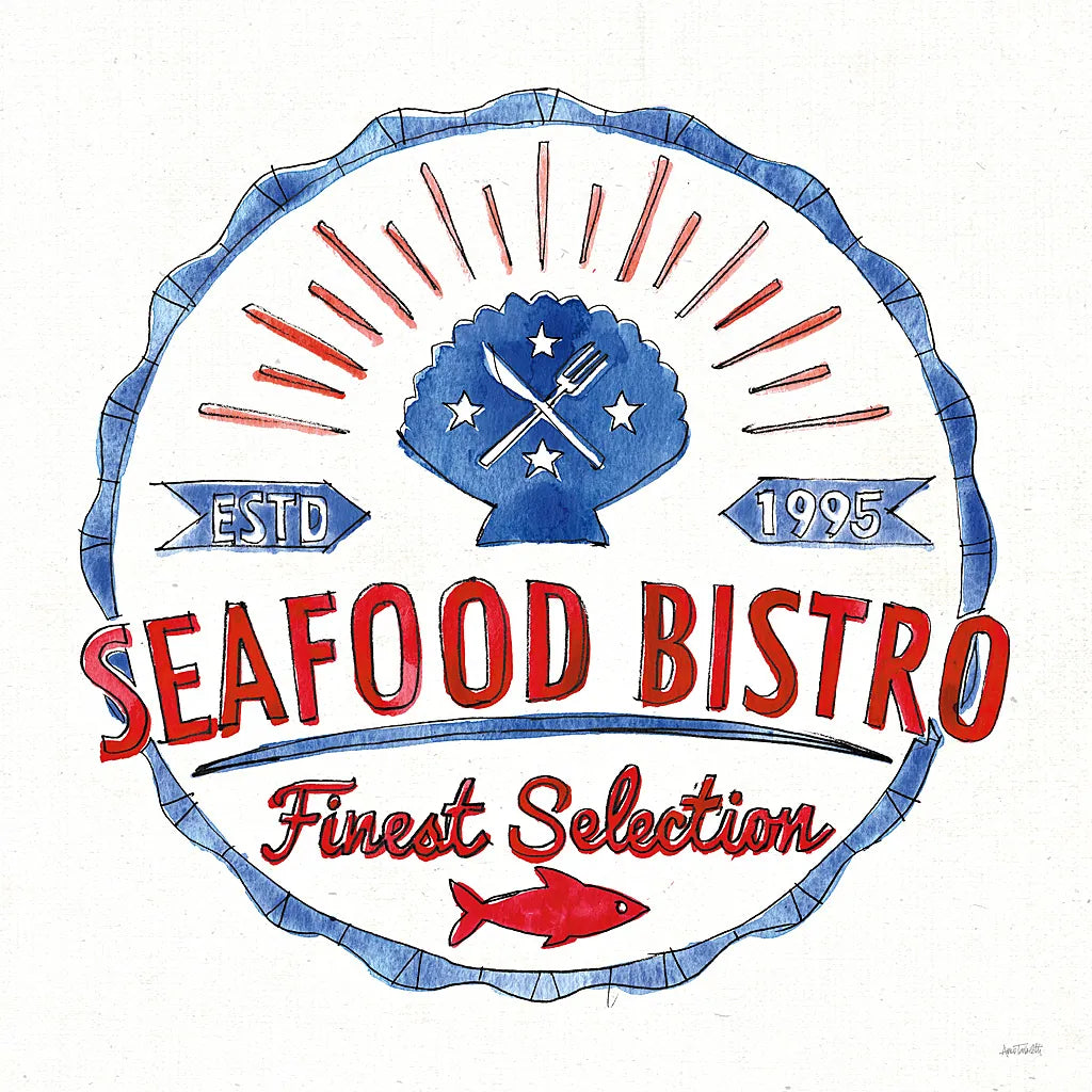 Seafood Shanty VII by Anne Tavoletti. SKU 40395a. Archival Giclee Fine art print for wall decor.