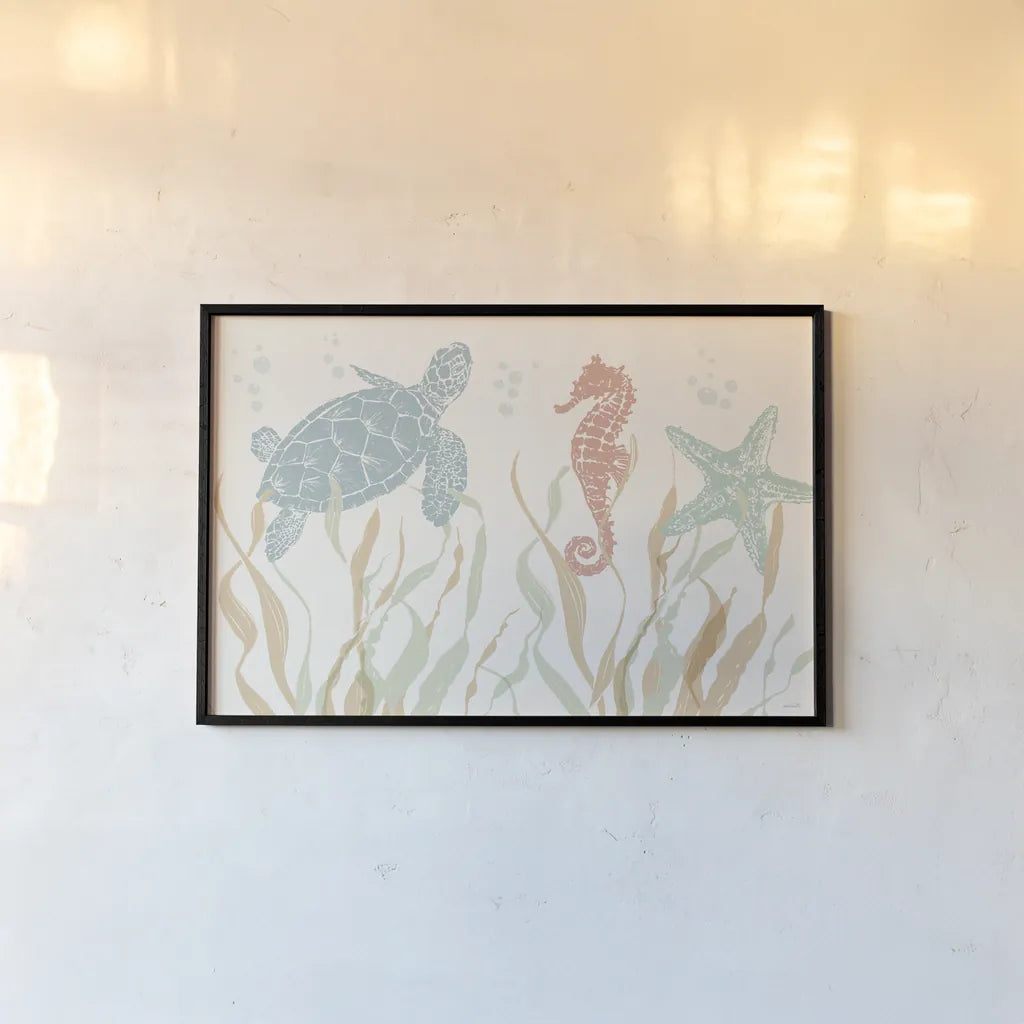 Seaside Style I by Anne Tavoletti. shown as a paper print in a black flame. Available as a archival giclee rolled canvas, fine art paper, or poster print. SKU 80251i.