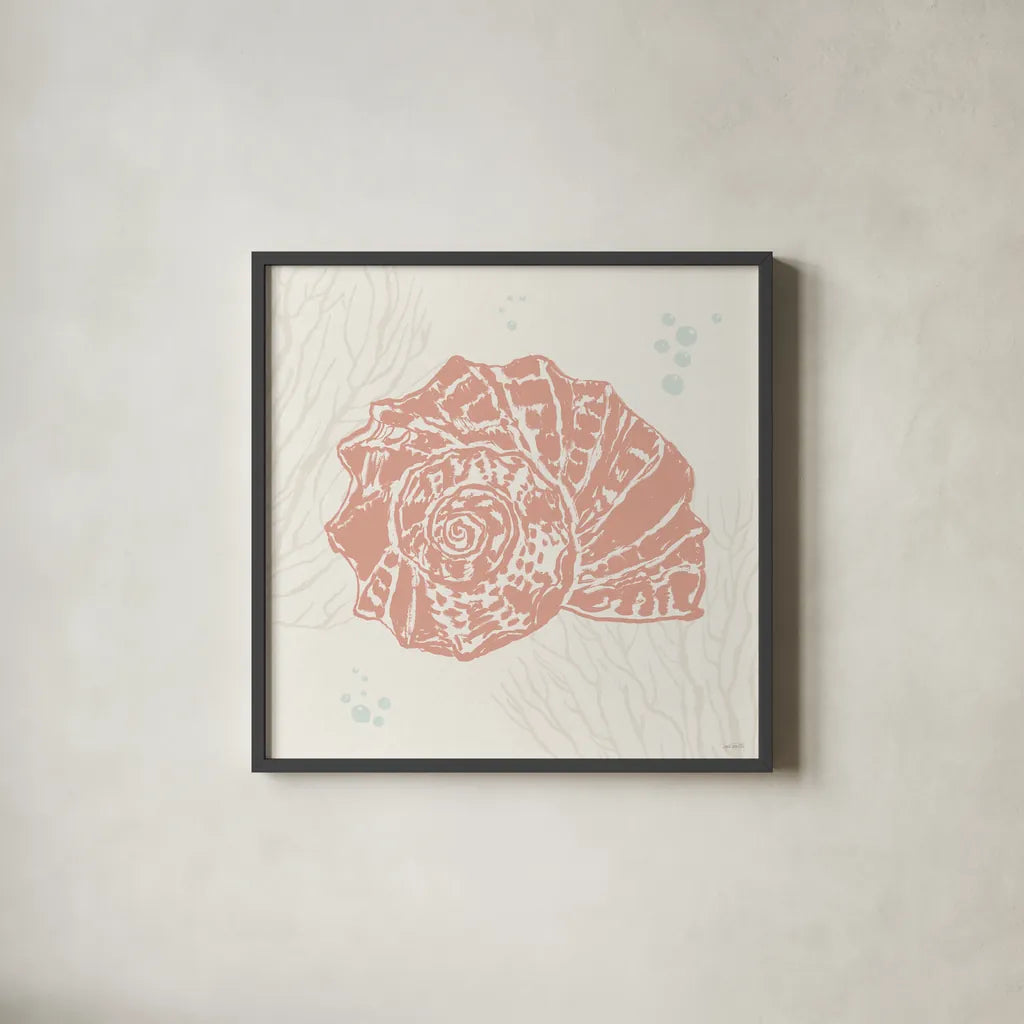 Seaside Style IX by Anne Tavoletti. Shown in a sleek black glass frame for a contemporary gallery look. Available as an archival giclee rolled canvas, fine art paper, or poster print. SKU 80259a.