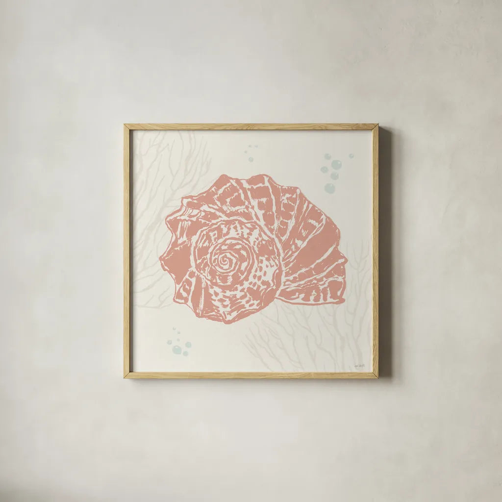 Seaside Style IX by Anne Tavoletti. Shown in a natural wood glass frame for a timeless modern aesthetic. Available as an archival giclee rolled canvas, fine art paper, or poster print. SKU 80259a.