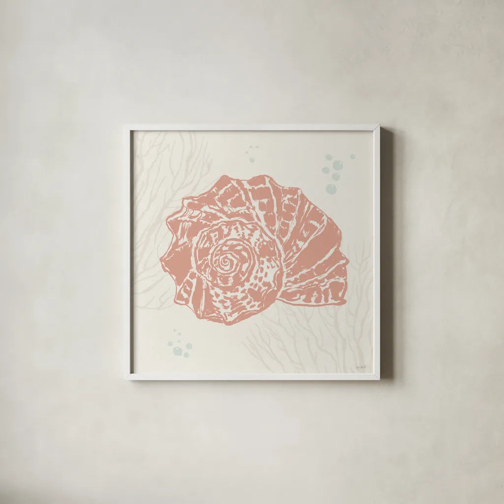 Seaside Style IX by Anne Tavoletti. Shown in a crisp white glass frame for a clean and minimalist style. Available as an archival giclee rolled canvas, fine art paper, or poster print. SKU 80259a.