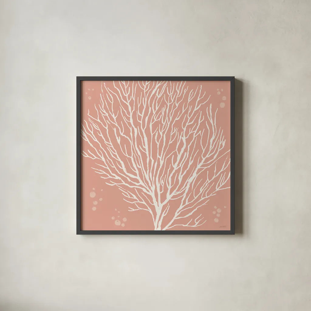 Seaside Style V by Anne Tavoletti. Shown in a sleek black glass frame for a contemporary gallery look. Available as an archival giclee rolled canvas, fine art paper, or poster print. SKU 80255a.