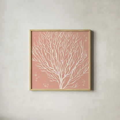 Seaside Style V by Anne Tavoletti. Shown in a natural wood glass frame for a timeless modern aesthetic. Available as an archival giclee rolled canvas, fine art paper, or poster print. SKU 80255a.