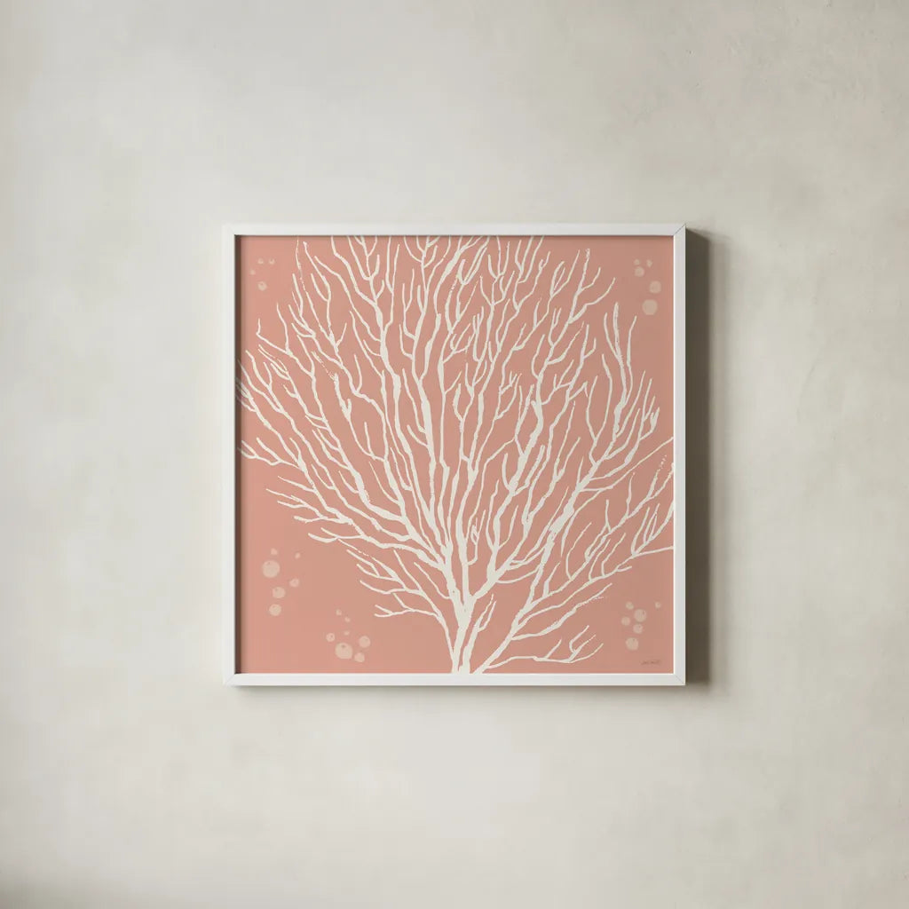 Seaside Style V by Anne Tavoletti. Shown in a crisp white glass frame for a clean and minimalist style. Available as an archival giclee rolled canvas, fine art paper, or poster print. SKU 80255a.