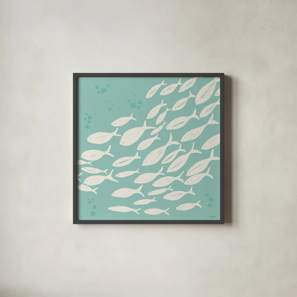 Seaside Style VII by Anne Tavoletti. Shown in a sleek black glass frame for a contemporary gallery look. Available as an archival giclee rolled canvas, fine art paper, or poster print. SKU 80257a.