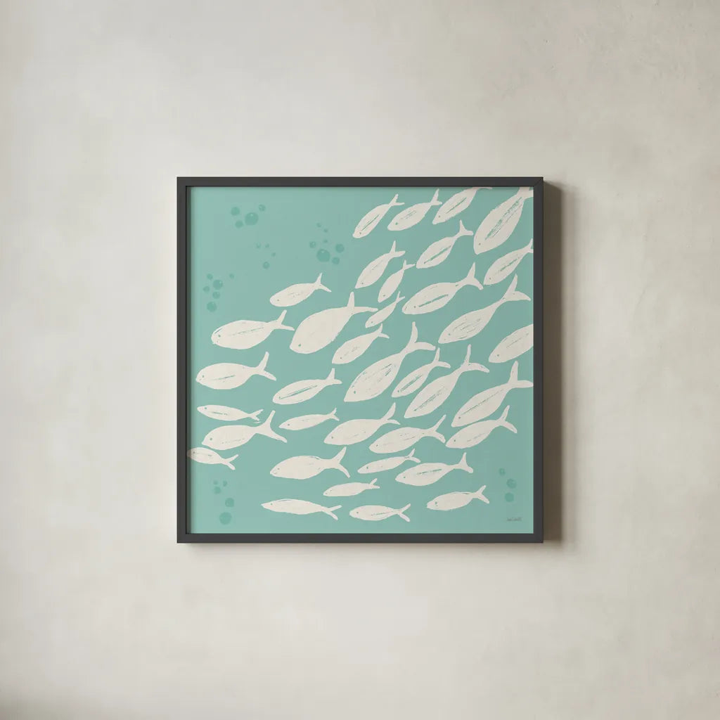 Seaside Style VII v2 by Anne Tavoletti. Shown in a sleek black glass frame for a contemporary gallery look. Available as an archival giclee rolled canvas, fine art paper, or poster print. SKU 81081a.