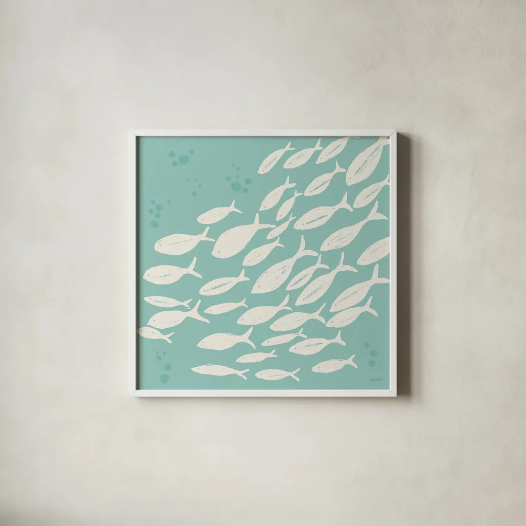 Seaside Style VII v2 by Anne Tavoletti. Shown in a crisp white glass frame for a clean and minimalist style. Available as an archival giclee rolled canvas, fine art paper, or poster print. SKU 81081a.