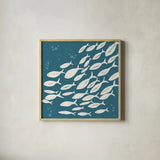 Seaside Style VII v2 Dark by Anne Tavoletti. Shown in a natural wood glass frame for a timeless modern aesthetic. Available as an archival giclee rolled canvas, fine art paper, or poster print. SKU 100616a.