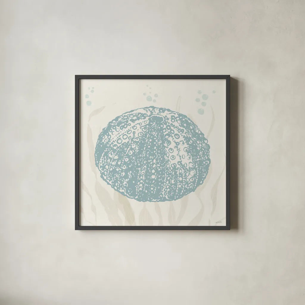 Seaside Style VIII by Anne Tavoletti. Shown in a sleek black glass frame for a contemporary gallery look. Available as an archival giclee rolled canvas, fine art paper, or poster print. SKU 80258a.