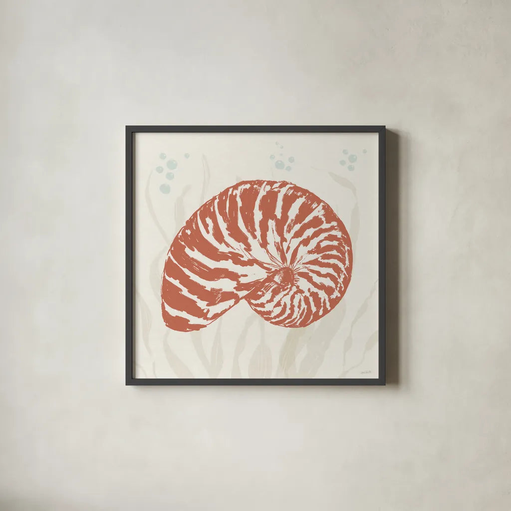 Seaside Style X by Anne Tavoletti. Shown in a sleek black glass frame for a contemporary gallery look. Available as an archival giclee rolled canvas, fine art paper, or poster print. SKU 80260a.