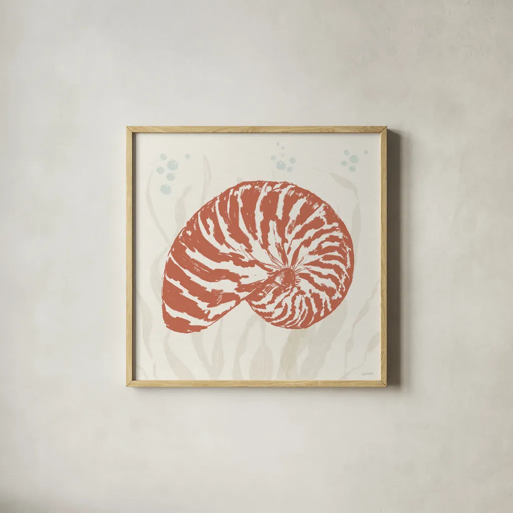 Seaside Style X by Anne Tavoletti. Shown in a natural wood glass frame for a timeless modern aesthetic. Available as an archival giclee rolled canvas, fine art paper, or poster print. SKU 80260a.