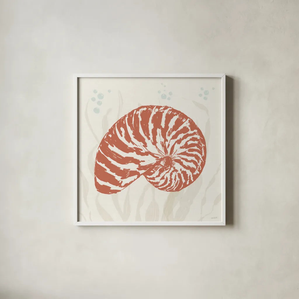 Seaside Style X by Anne Tavoletti. Shown in a crisp white glass frame for a clean and minimalist style. Available as an archival giclee rolled canvas, fine art paper, or poster print. SKU 80260a.