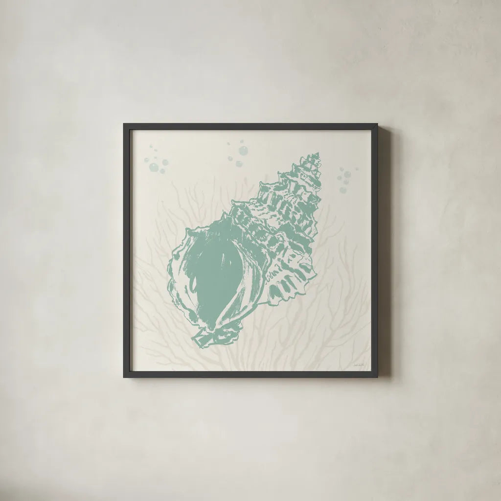 Seaside Style XI by Anne Tavoletti. Shown in a sleek black glass frame for a contemporary gallery look. Available as an archival giclee rolled canvas, fine art paper, or poster print. SKU 80261a.