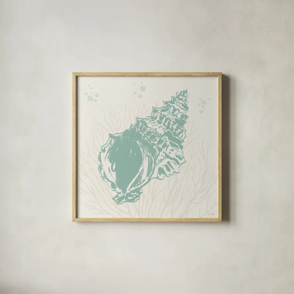 Seaside Style XI by Anne Tavoletti. Shown in a natural wood glass frame for a timeless modern aesthetic. Available as an archival giclee rolled canvas, fine art paper, or poster print. SKU 80261a.