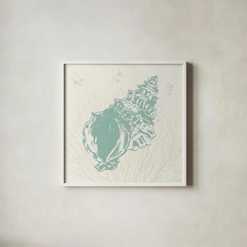 Seaside Style XI by Anne Tavoletti. Shown in a crisp white glass frame for a clean and minimalist style. Available as an archival giclee rolled canvas, fine art paper, or poster print. SKU 80261a.