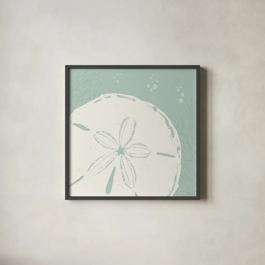 Seaside Style XII by Anne Tavoletti. Shown in a sleek black glass frame for a contemporary gallery look. Available as an archival giclee rolled canvas, fine art paper, or poster print. SKU 80262a.