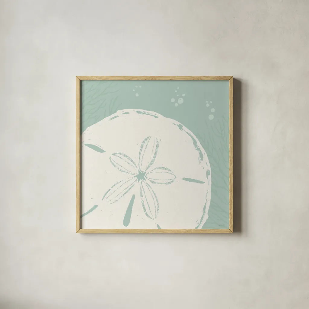 Seaside Style XII by Anne Tavoletti. Shown in a natural wood glass frame for a timeless modern aesthetic. Available as an archival giclee rolled canvas, fine art paper, or poster print. SKU 80262a.