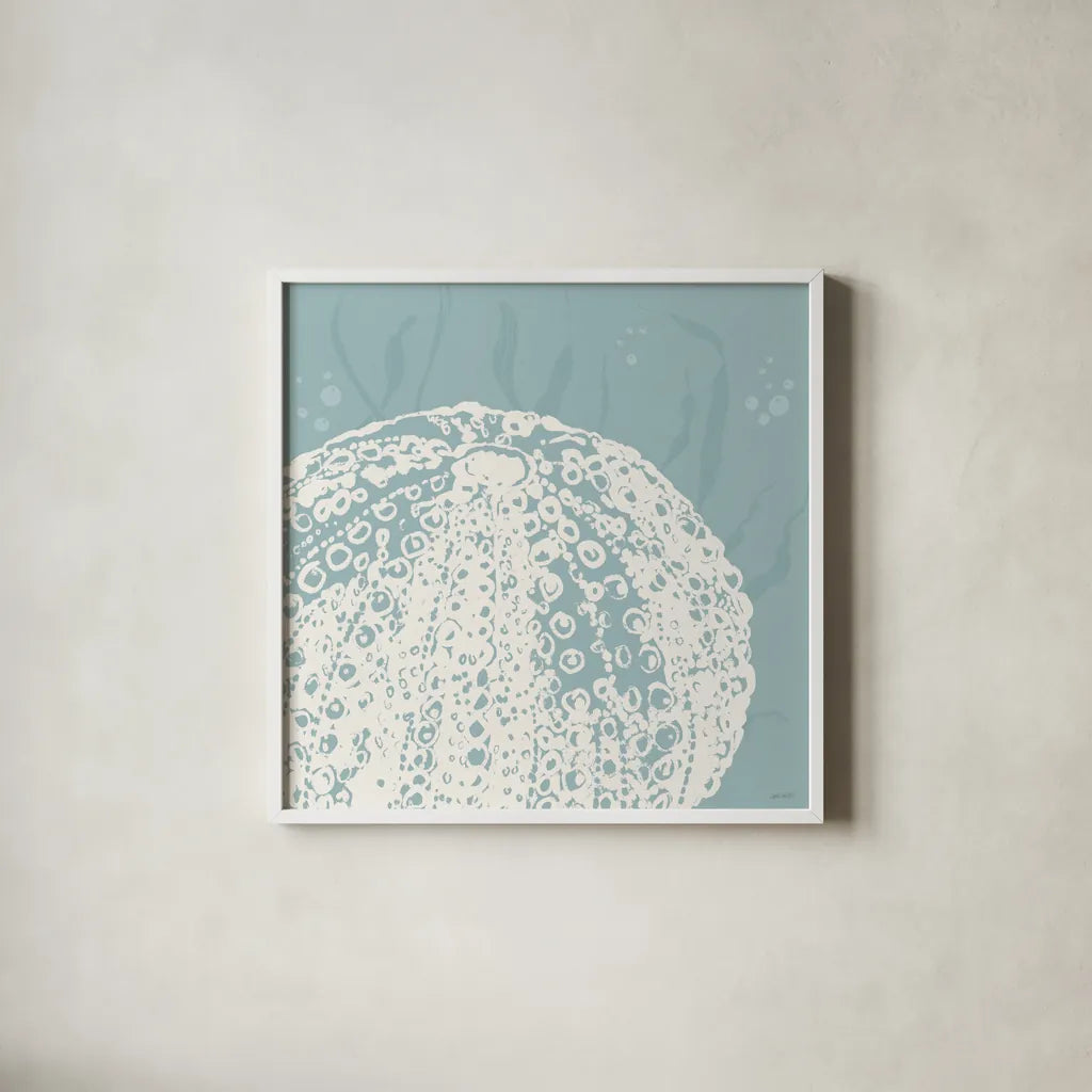 Seaside Style XIV by Anne Tavoletti. Shown in a crisp white glass frame for a clean and minimalist style. Available as an archival giclee rolled canvas, fine art paper, or poster print. SKU 80264a.