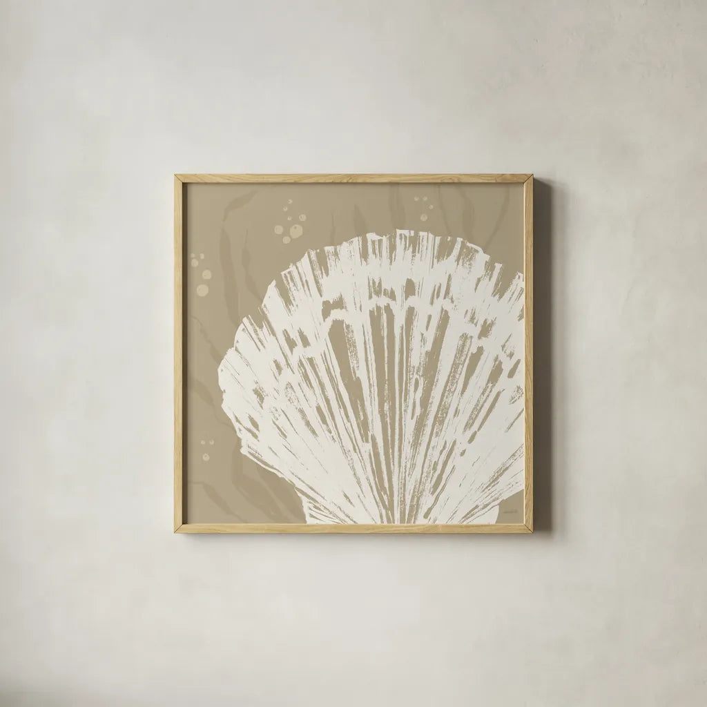 Seaside Style XV by Anne Tavoletti. Shown in a natural wood glass frame for a timeless modern aesthetic. Available as an archival giclee rolled canvas, fine art paper, or poster print. SKU 80265a.