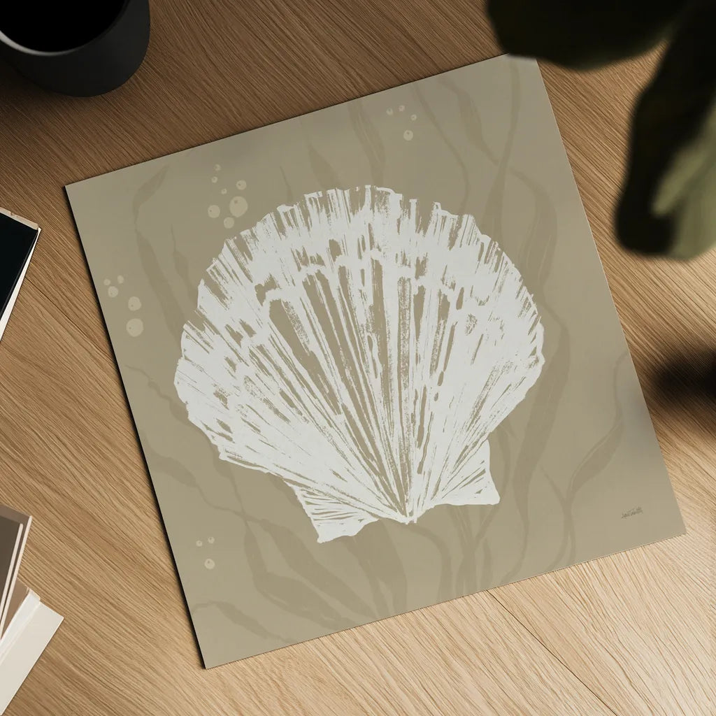 Seaside Style XV Shell by Anne Tavoletti. Shown as a detailed flat fine art print, highlighting archival giclee quality. Available as an archival giclee rolled canvas, fine art paper, or poster print. SKU 81065a.