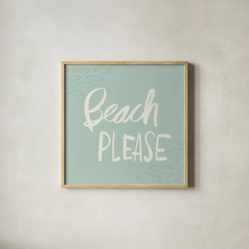 Seaside Style XVI by Anne Tavoletti. Shown in a natural wood glass frame for a timeless modern aesthetic. Available as an archival giclee rolled canvas, fine art paper, or poster print. SKU 80266a.