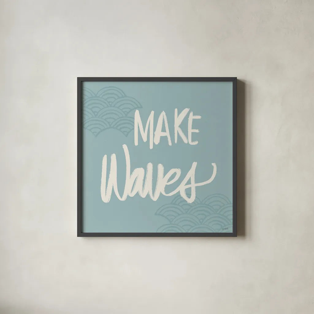 Seaside Style XVII by Anne Tavoletti. Shown in a sleek black glass frame for a contemporary gallery look. Available as an archival giclee rolled canvas, fine art paper, or poster print. SKU 80267a.