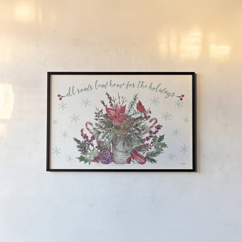 Seasonal Charm I by Anne Tavoletti. shown as a paper print in a black flame. Available as a archival giclee rolled canvas, fine art paper, or poster print. SKU 36857i.